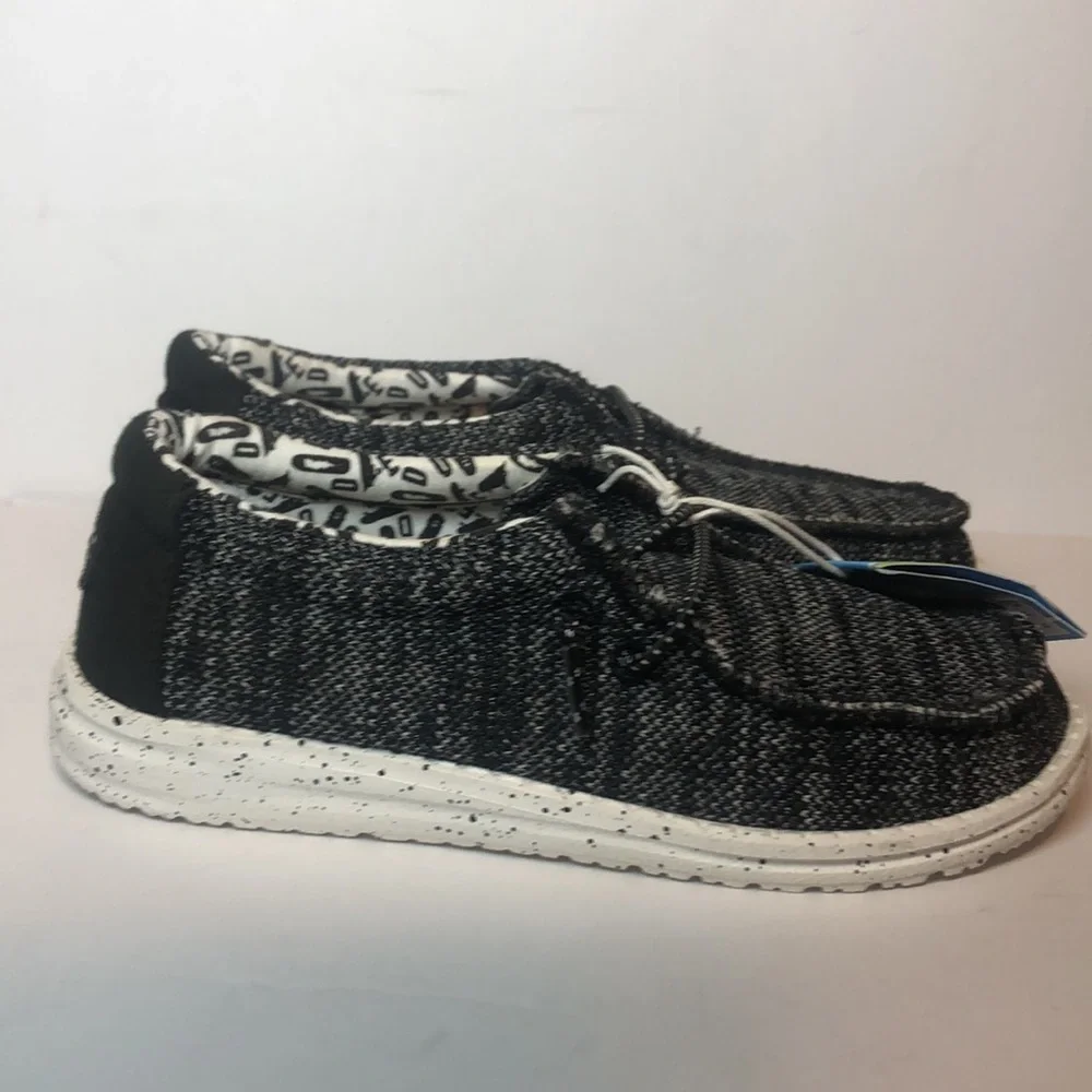 NWT Hey Dude Kids' Wally Sox Skater Black Slip-On Shoes